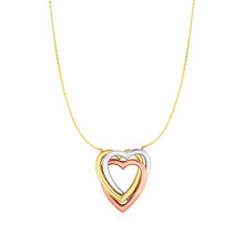 Load image into Gallery viewer, Necklace with Heart Pendant in 10k Tri Color Gold
