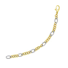 Load image into Gallery viewer, 14k Two-Tone Gold Rope Motif Oval and Round Link Chain Bracelet
