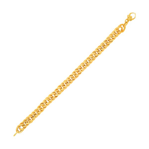 14k Yellow Gold Curb Chain Textured Link Bracelet