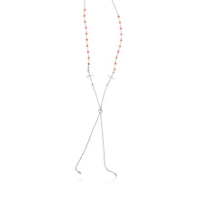 Load image into Gallery viewer, Sterling Silver 28 inch Two Toned Lariat Necklace with Crosses and Beads

