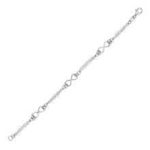 Load image into Gallery viewer, Sterling Silver Chain Bracelet with Infinity Symbol Stations
