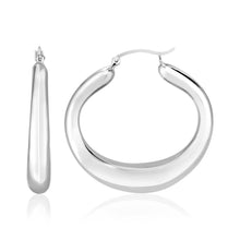 Load image into Gallery viewer, Sterling Silver Large Polished Puffed Oval Hoop Earrings
