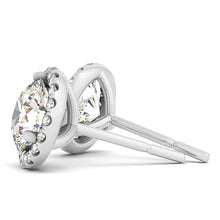 Load image into Gallery viewer, 14k White Gold Round Prong Halo Style Earrings (1 cttw)
