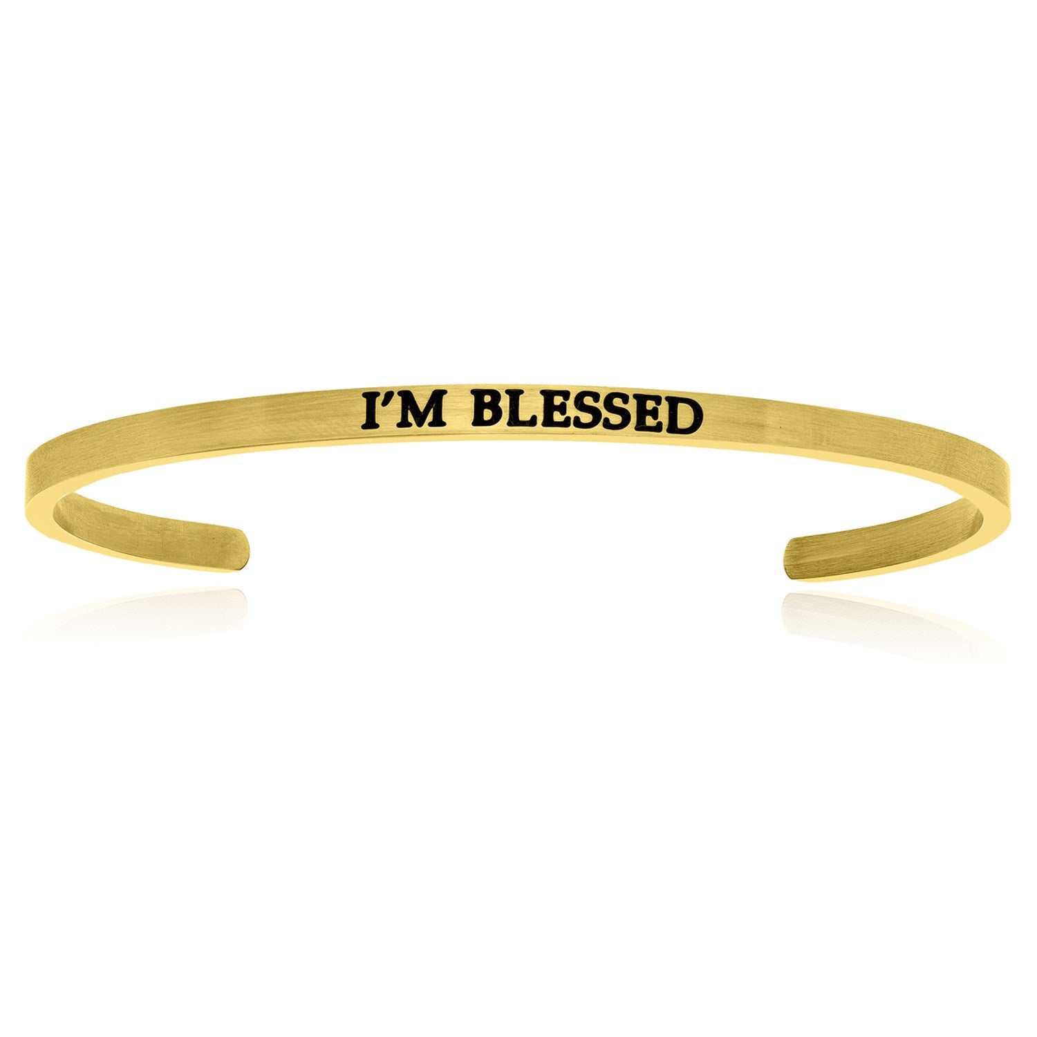 Yellow Stainless Steel I'm Blessed Cuff Bracelet