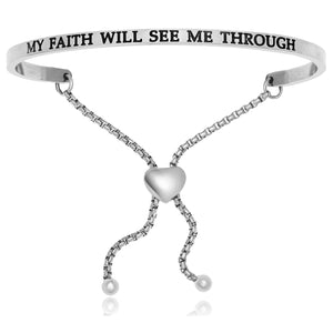 Stainless Steel My Faith Will See Me Through Adjustable Bracelet