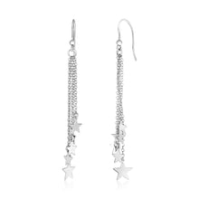 Load image into Gallery viewer, Sterling Silver Tassel Earrings with Polished Stars
