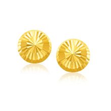 Load image into Gallery viewer, 14k Yellow Gold Diamond Cut Flat Design Stud Earrings

