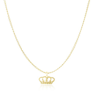 14k Yellow Gold Textured Crown Design Pendant
