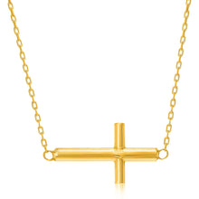 Load image into Gallery viewer, 14k Yellow Gold Necklace with a Polished Cross Design
