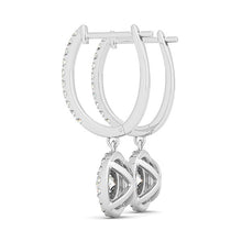 Load image into Gallery viewer, 14k White Gold Double Halo Round Diamond Drop Earrings (1 cttw)
