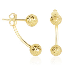 Load image into Gallery viewer, 14k Yellow Gold Double Sided Diamond Cut Ball Earrings
