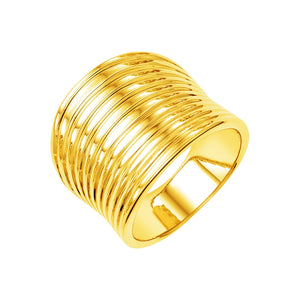 14k Yellow Gold Polished Multi Band Ring