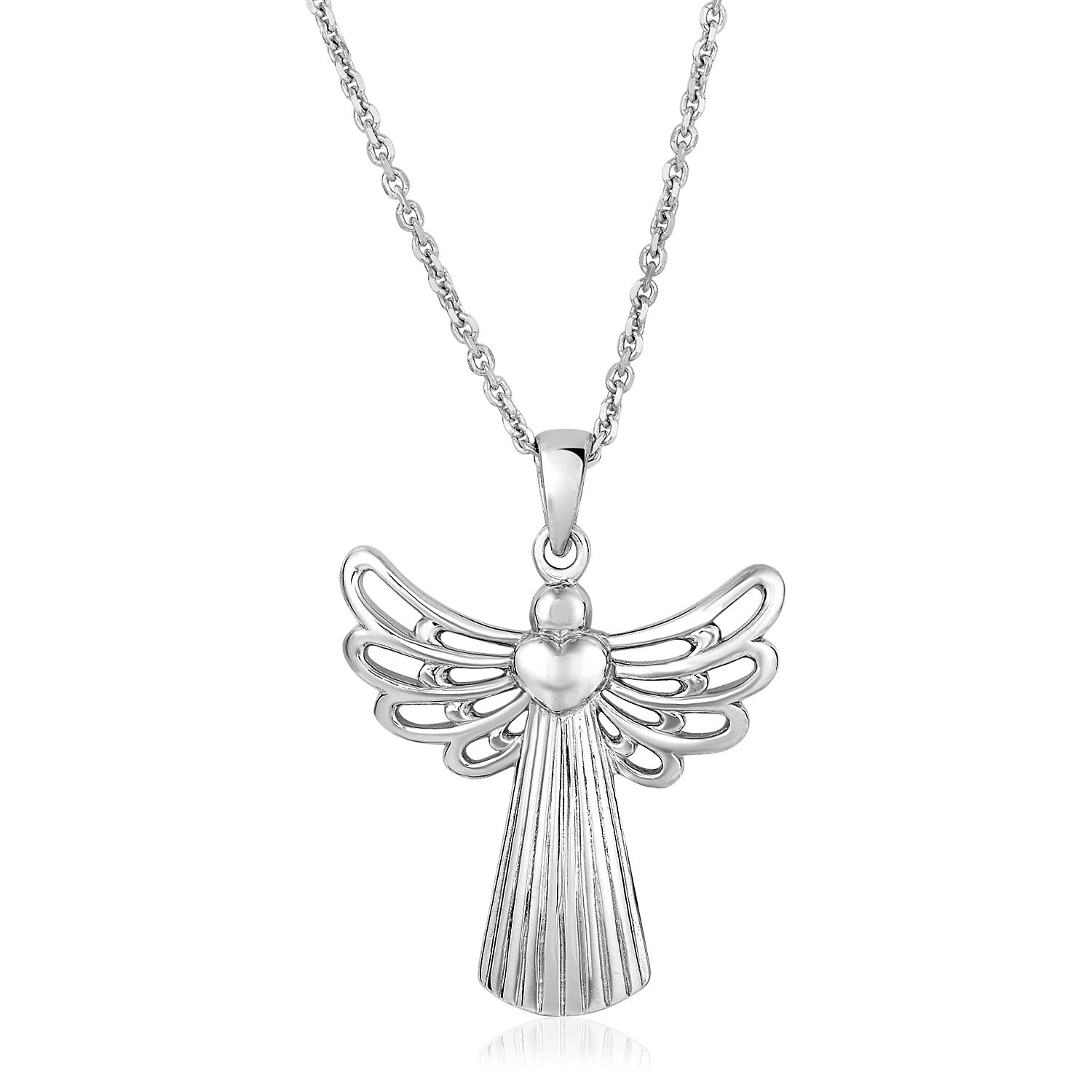 Sterling Silver Textured Angel Pendant