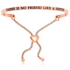 Pink Stainless Steel There Is No Friend Like A Sister Adjustable Bracelet