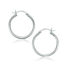 Load image into Gallery viewer, 10k White Gold Polished Hoop Earrings (25 mm)
