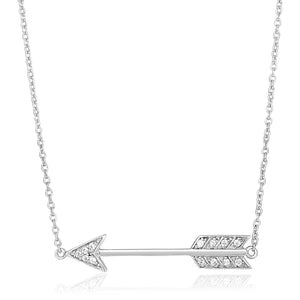 Sterling Silver 18 inch Arrow Necklace with Cubic Zirconias