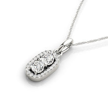 Load image into Gallery viewer, Outer Oval Shaped Two Stone Diamond Pendant in 14k White Gold (5/8 cttw)
