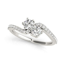 Load image into Gallery viewer, Curved Band Two Stone Diamond Ring in 14k White Gold (3/4 cttw)
