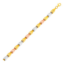 Load image into Gallery viewer, Graduated Flower Link Bracelet in 14k Tri Color Gold

