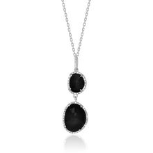 Load image into Gallery viewer, Sterling Silver Diamond Embellished Layered Onyx Pendant
