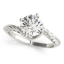 Load image into Gallery viewer, 14k White Gold Bypass Round Solitaire Diamond Engagement Ring (1 cttw)
