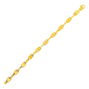Mens Polished Link Bracelet in 14k Yellow Gold