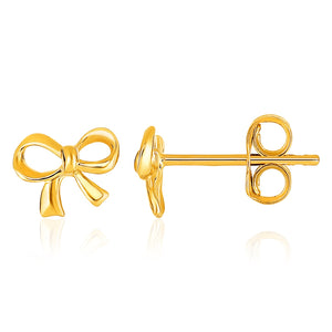 14k Yellow Gold Bow Style Post Earrings