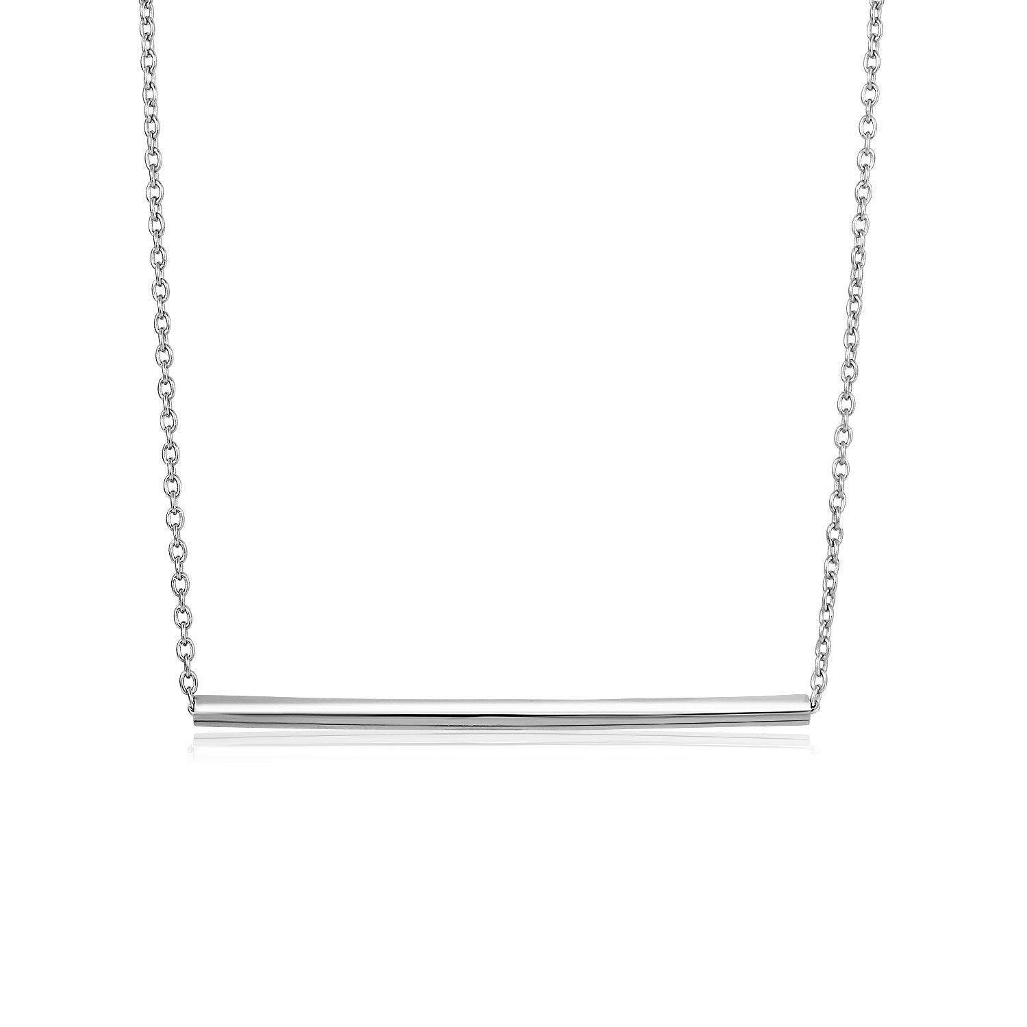 Sterling Silver Polished Straight Bar Necklace