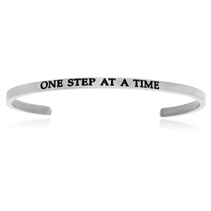 Stainless Steel One Step At A Time Cuff Bracelet