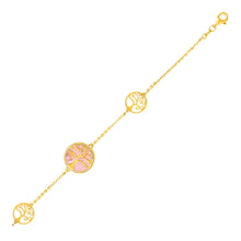 Load image into Gallery viewer, 14k Yellow Gold and Mother of Pearl Tree of Life Bracelet
