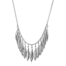 Load image into Gallery viewer, Necklace with Multiple Textured Leaf Drops in Sterling Silver
