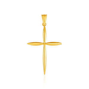 14k Yellow Gold Rounded and Pointed Cross Pendant