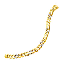 Load image into Gallery viewer, 14k Yellow Gold Polished Curb Chain Bracelet with Diamonds
