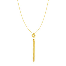 Load image into Gallery viewer, Necklace with Tassel and Love Knot Pendant in 14k Yellow Gold
