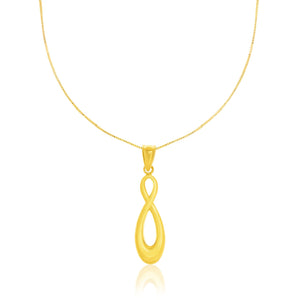 14k Yellow Gold Shiny Infinity Style Pendant