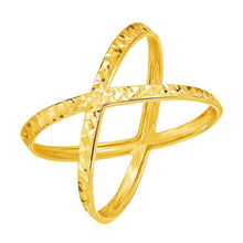 Load image into Gallery viewer, 14k Yellow Gold Textured X Profile Ring
