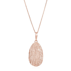 Textured Oval Pendant with Rose Finish in Sterling Silver