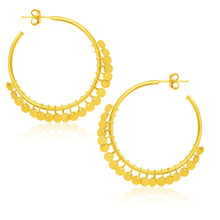Load image into Gallery viewer, 14k Yellow Gold Hoop Style Earrings with Dangling Sequins
