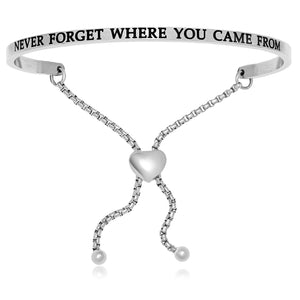 Stainless Steel Never Forget Where You Came From Adjustable Bracelet