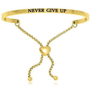 Yellow Stainless Steel Never Give Up Adjustable Bracelet