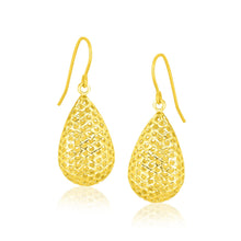 Load image into Gallery viewer, 14k Yellow Gold Honeycomb Texture Large Teardrop Drop Earrings
