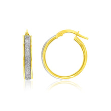 Load image into Gallery viewer, 14k Two-Tone Gold Glittery Center Hoop Earrings
