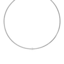 Load image into Gallery viewer, 14k White Gold Necklace with Brushed Texture and Diamonds

