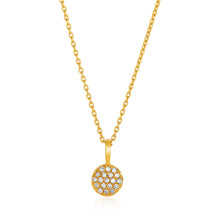 Load image into Gallery viewer, 14k Yellow Gold Necklace with Gold and Diamond Circle Pendant (1/10 cttw)
