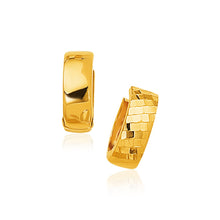 Load image into Gallery viewer, 14k Yellow Gold Textured and Polished Hoop Earrings
