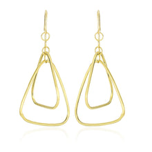Load image into Gallery viewer, 14k Yellow Gold Rounded Triangle Tube Design Drop Earrings
