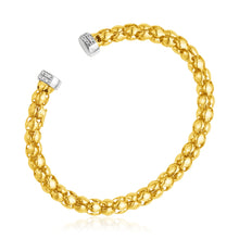 Load image into Gallery viewer, 14k Yellow and White Gold Spherical Link Cuff Bangle
