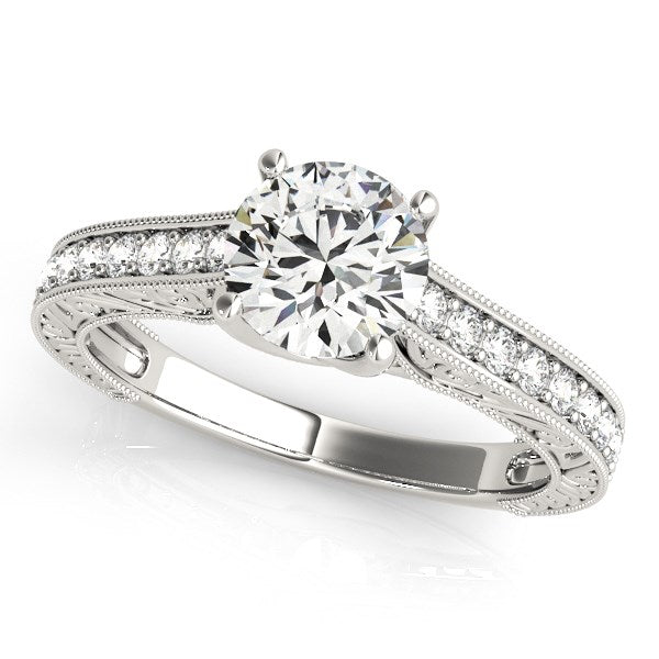14k White Gold Trellis Antique Style Diamond Engagement Ring (1 1/4 cttw)