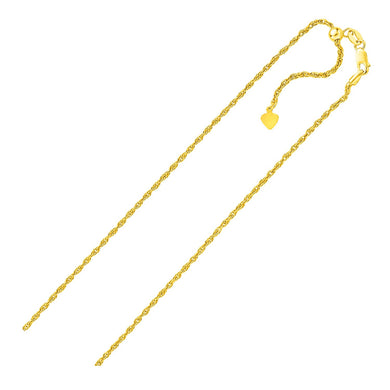 Sterling Silver in Yellow Finish 1.5mm Adjustable Rope Chain