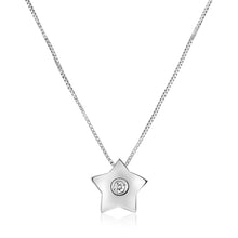 Load image into Gallery viewer, 14k White Gold Necklace with Gold and Diamond Star Pendant
